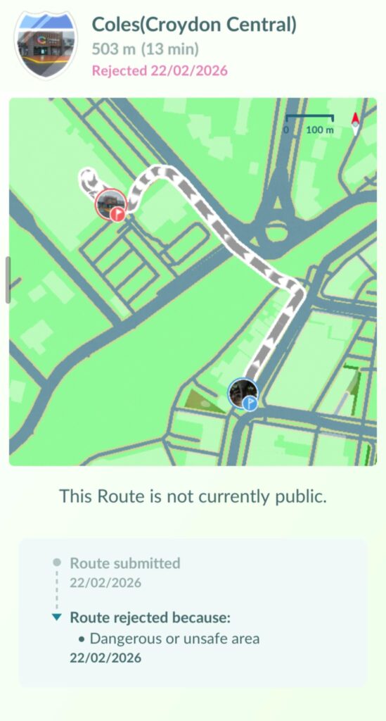 Route rejected (Currently not public)