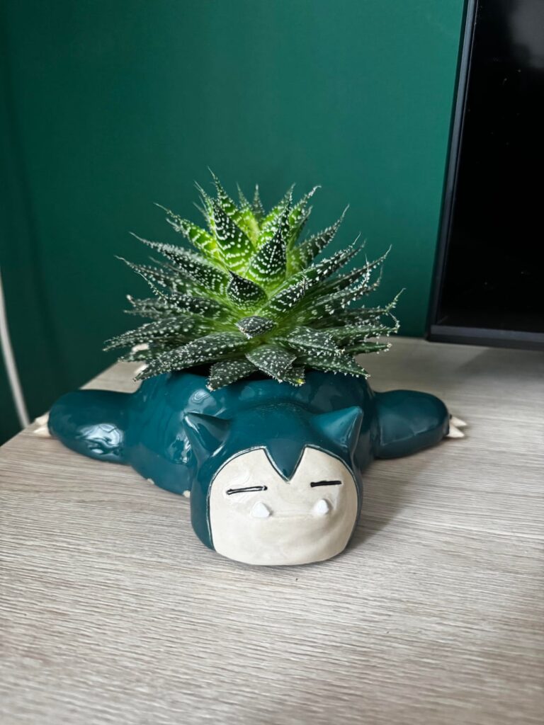 I joined a social program where I do ceramics once a week and made a little Snorlax planter