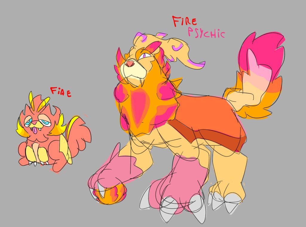 My predictions for the evolutions of the Gen 10 Fire-type starter