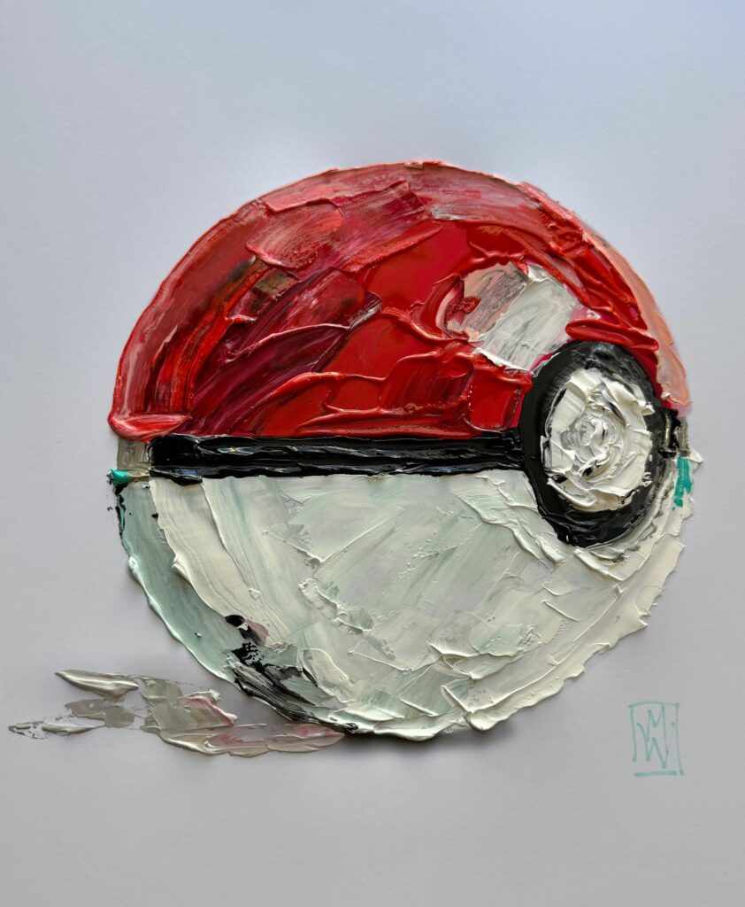 Someone had me make this impasto Pokeball for them. 11x14" and hope you enjoy. Palette knife painting, acrylic.