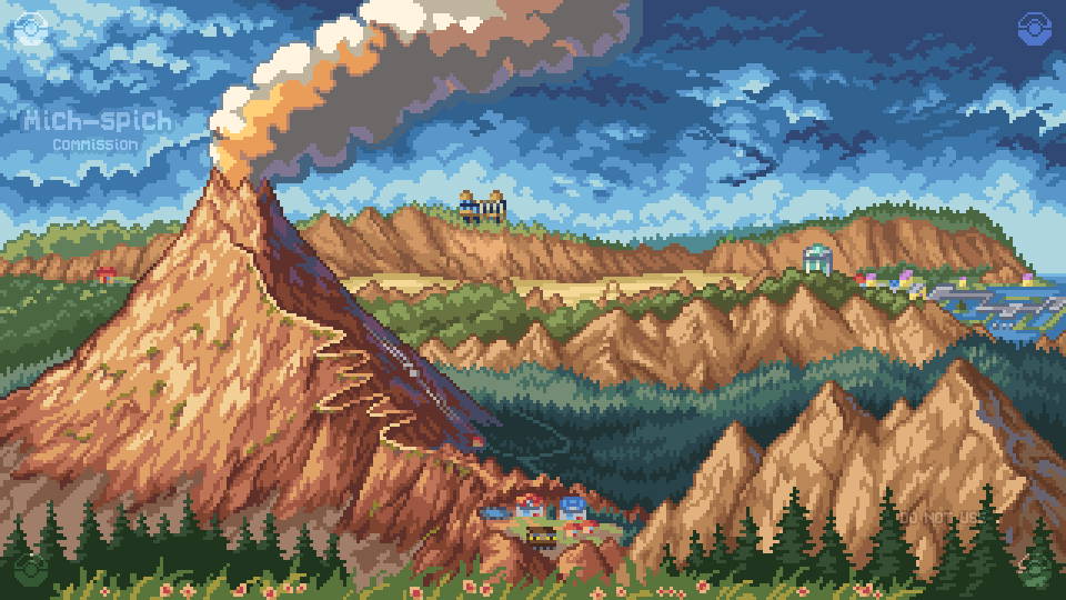 My drawing of Mt. Chimney, Hoenn
