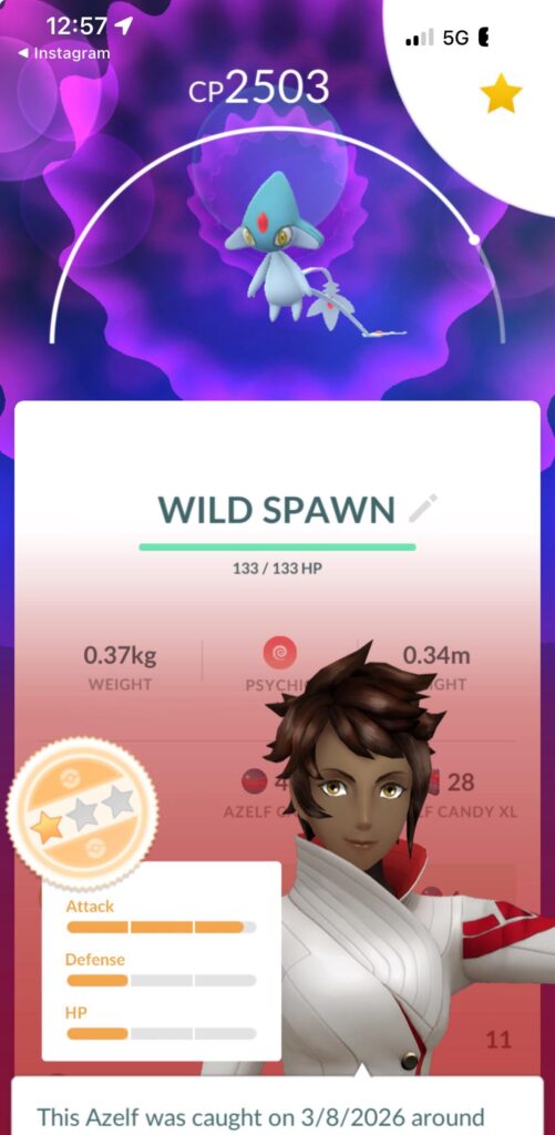 Wild Azelf Spawned at my House and I got him 🤯
