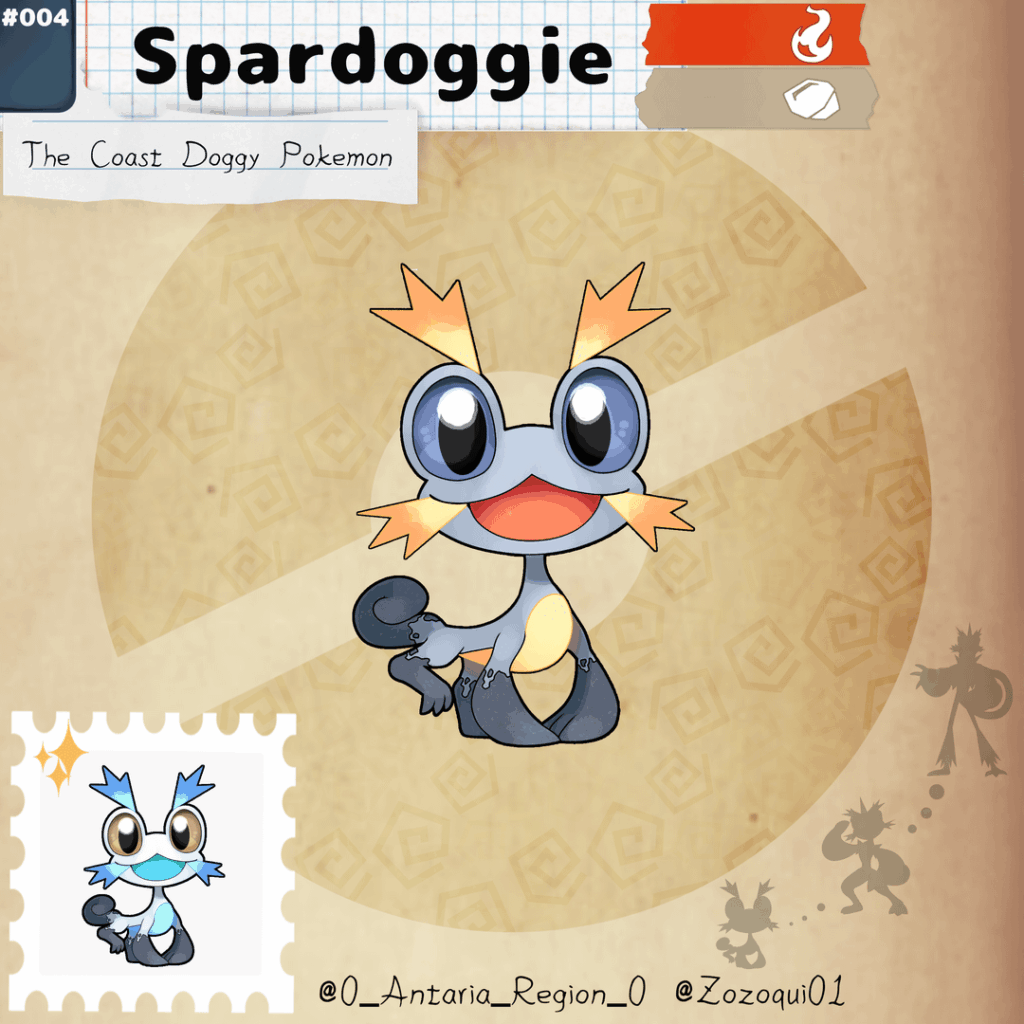 Meet the Fire-type starter of Antaria! Spardoggie and it's evolutions