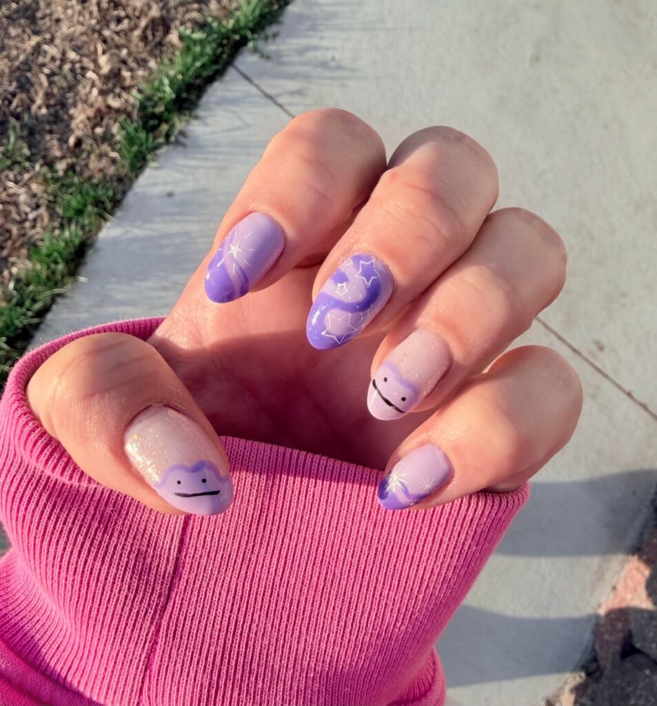 In honor of Pokopia I gave myself some ditto nails!