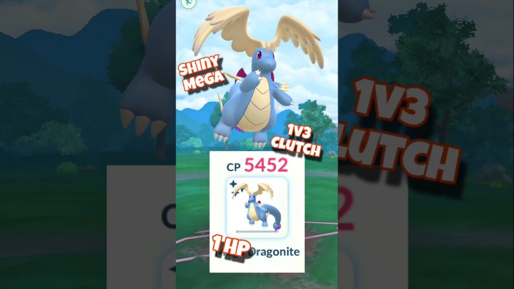 1HP Shiny Mega Dragonite 1v3 Clutches Grunt #pokemon #pokemongo #dragonite #shorts