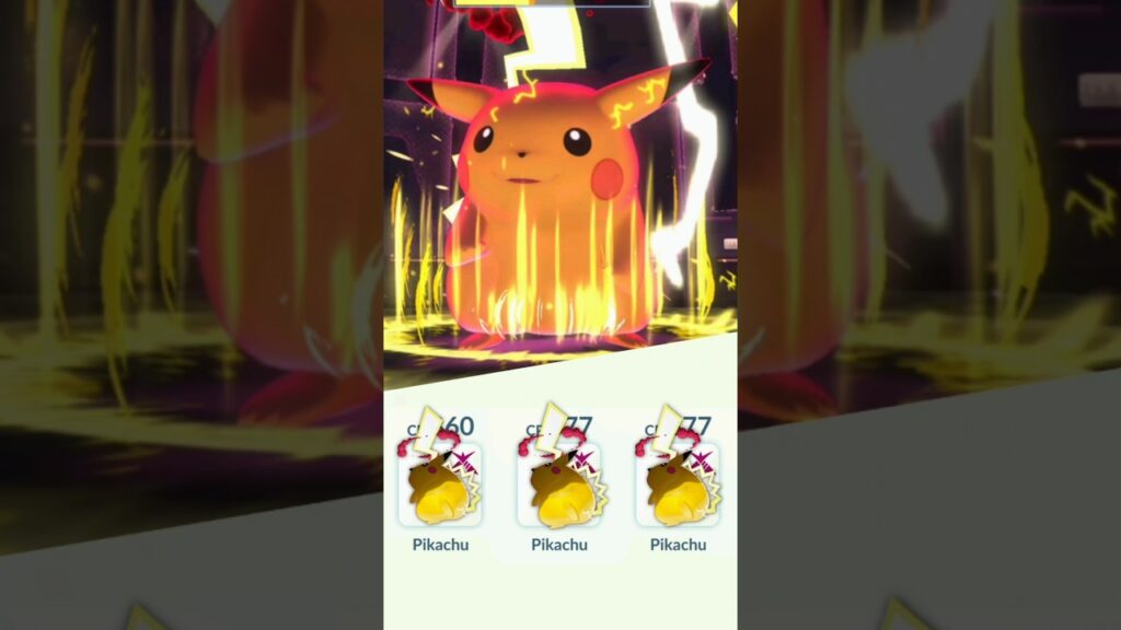 Triple Gmax PIKACHU Team vs Gmax PIKACHU Raid Boss in Pokemon GO.