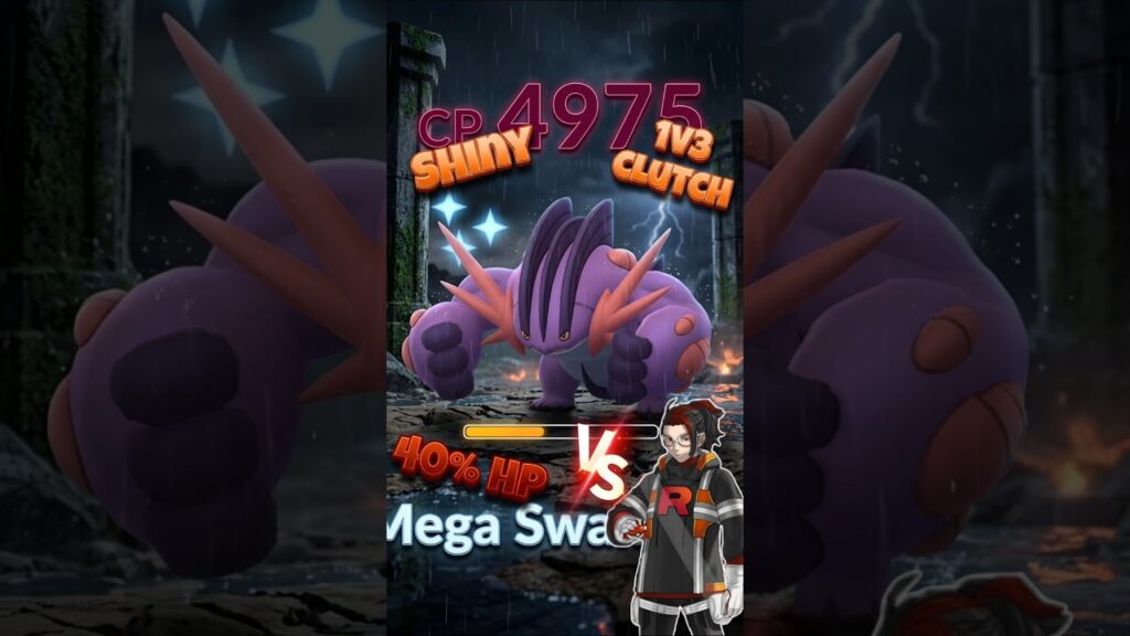 40 HP Shiny Mega Swampert 1v3 Clutches Arlo #pokemon #pokemongo #shorts