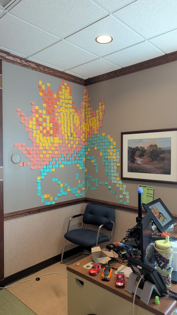 A slow day in my new office called for some post-it art of my favorite starter