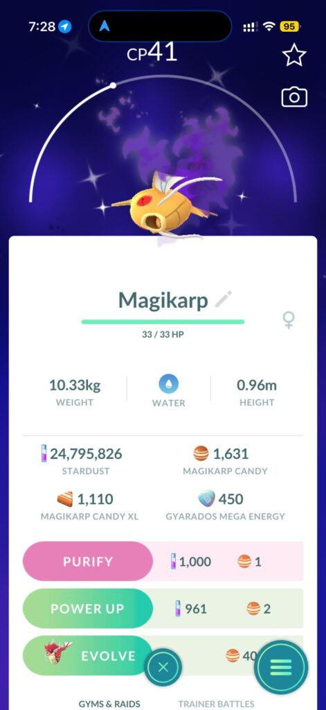 Evolve shadow shiny magikarp?