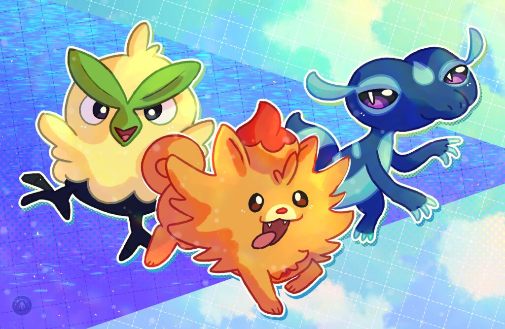 my art of the new starters! [OC]