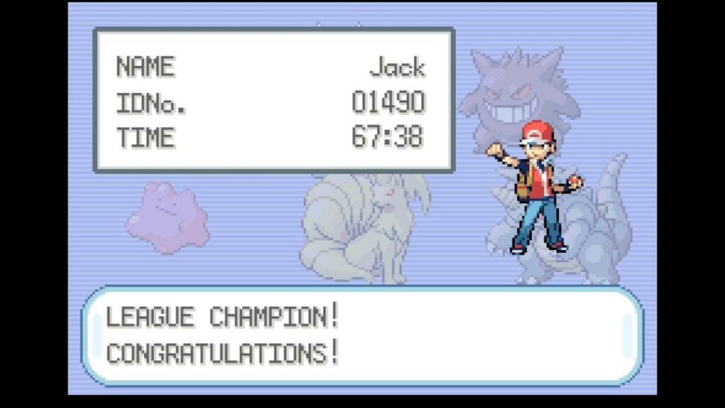 Just beat LeafGreen on Switch with a self imposed challenge - took 67 hours!