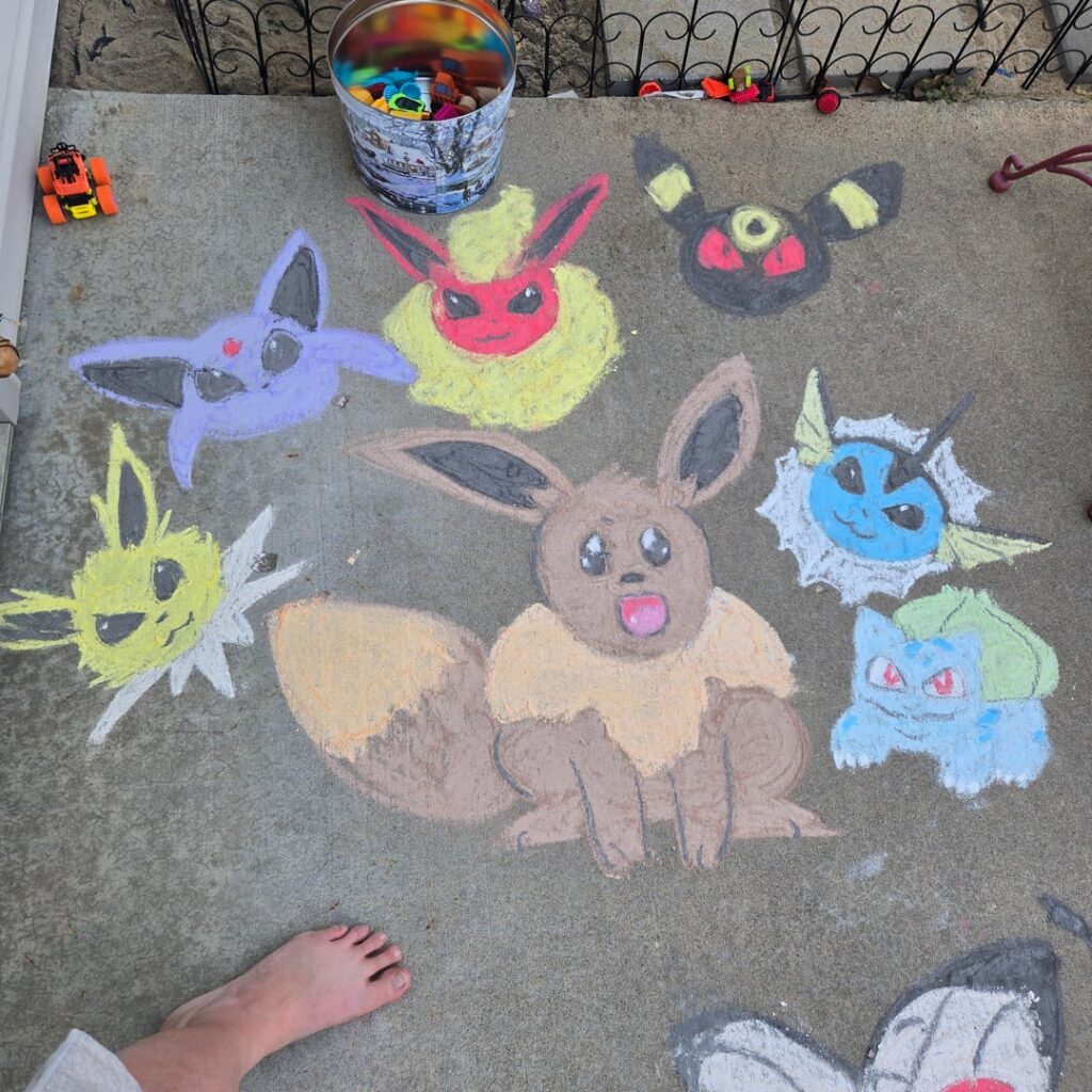 My 5yr old and I did some pokemon chalk