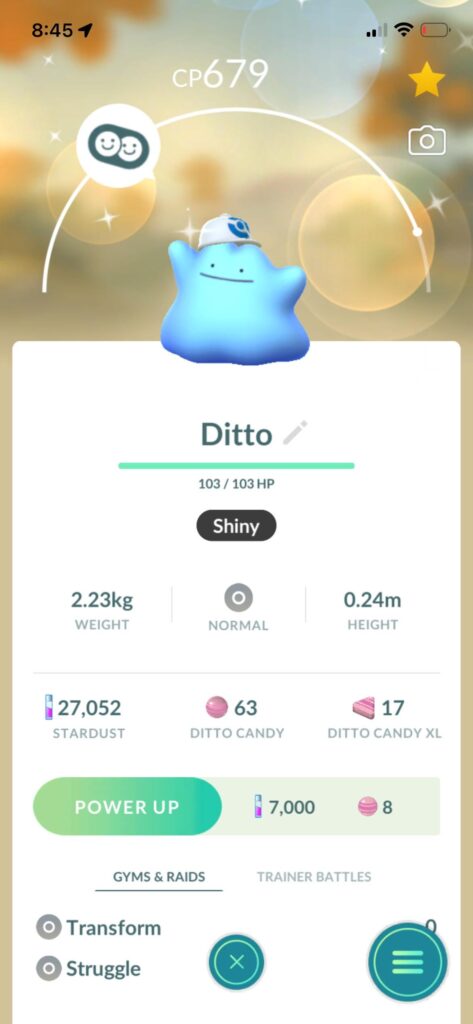 Did I win with the 67/9 shiny costume ditto?