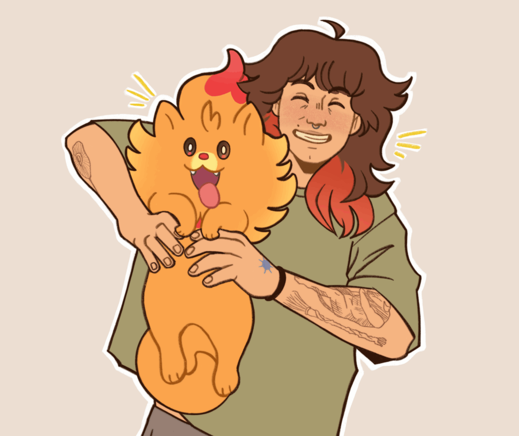 [OC] I drew myself with Pombom because he’s too cute
