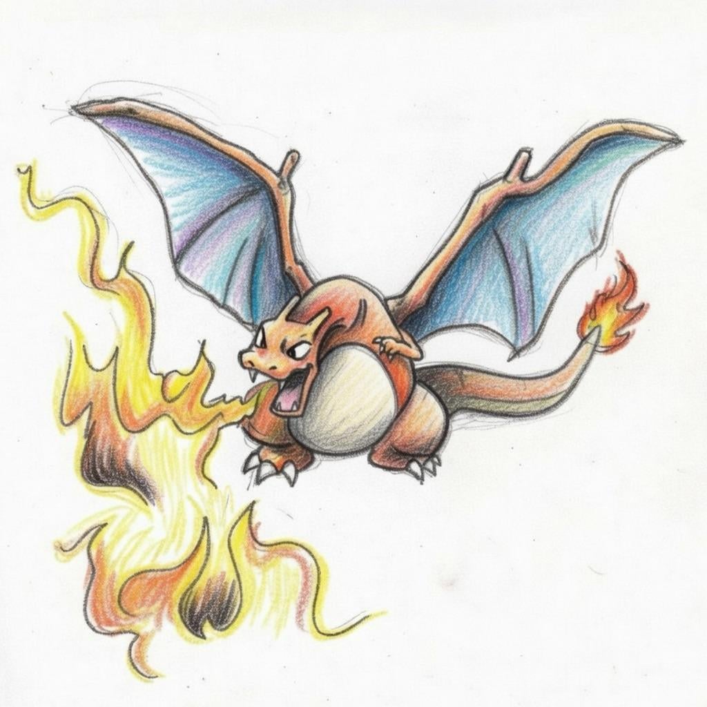 Charizard fire blasting inspired by the original manga