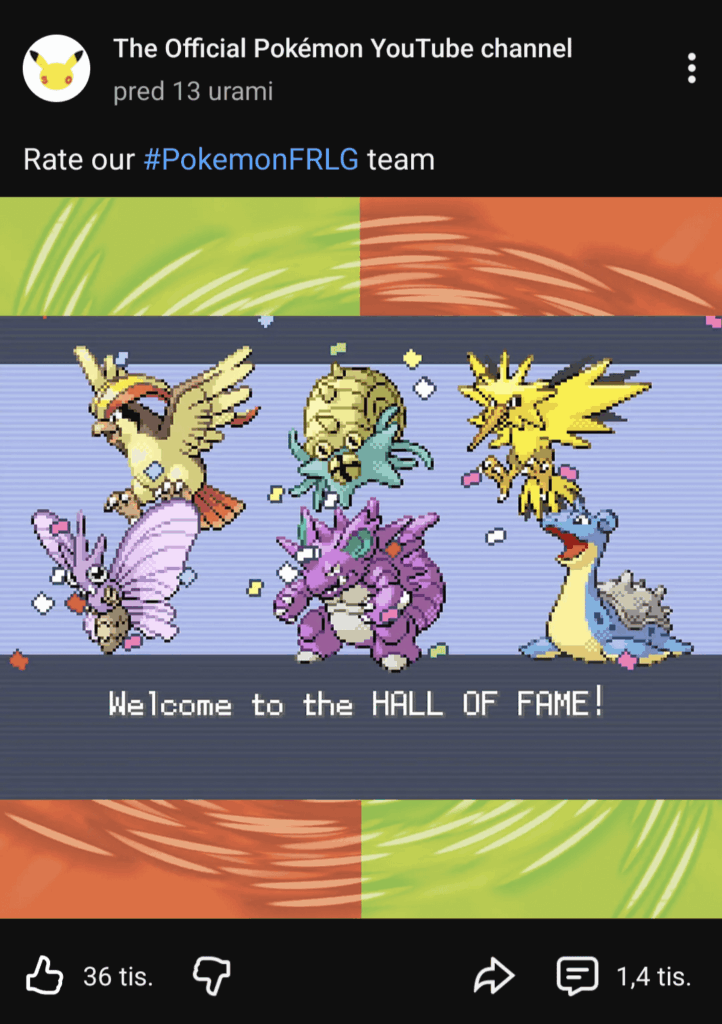 The official Pokemon YouTube channel referenced Twitch Plays Pokemon