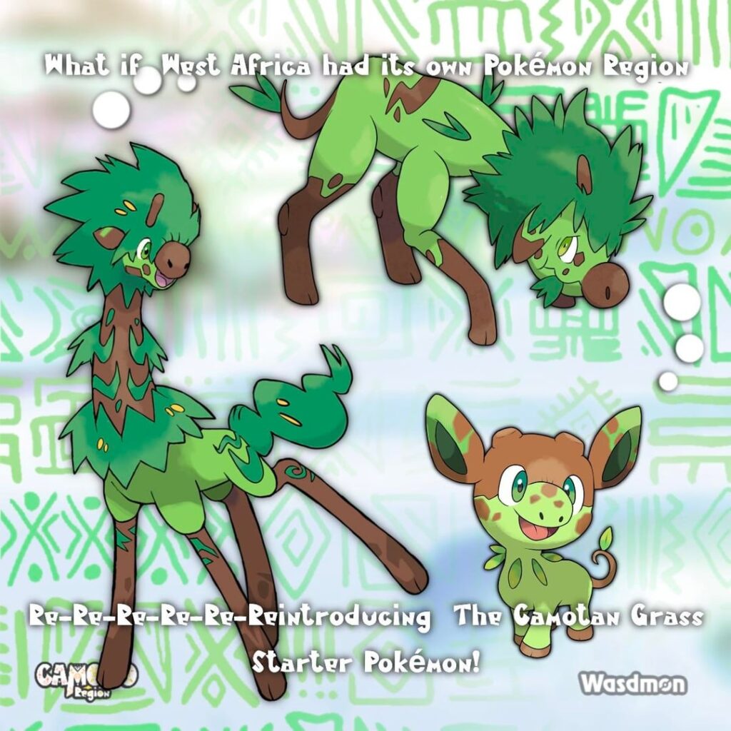 I know you guys have seen my grass giraffe fakemon starter line like a million times but, I promise this is the final take lol, and I show my cultural references to give the boys more depth. I guess I’ll post the others pretty soon, but thoughts on these guys so far? Anything I should change or add?