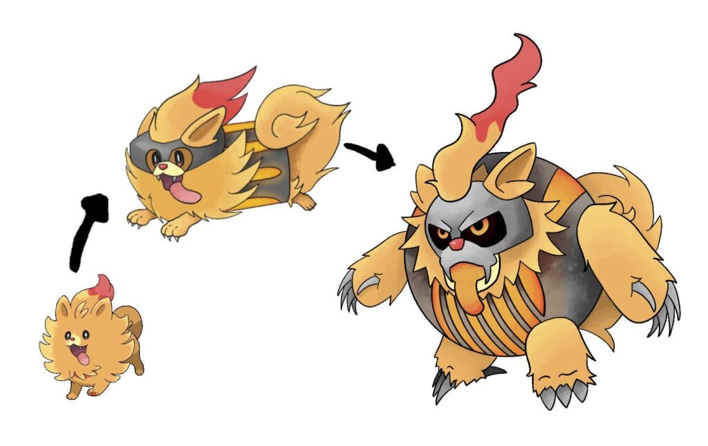 My (probably unrealistic) take on Pombon’s evolution line.