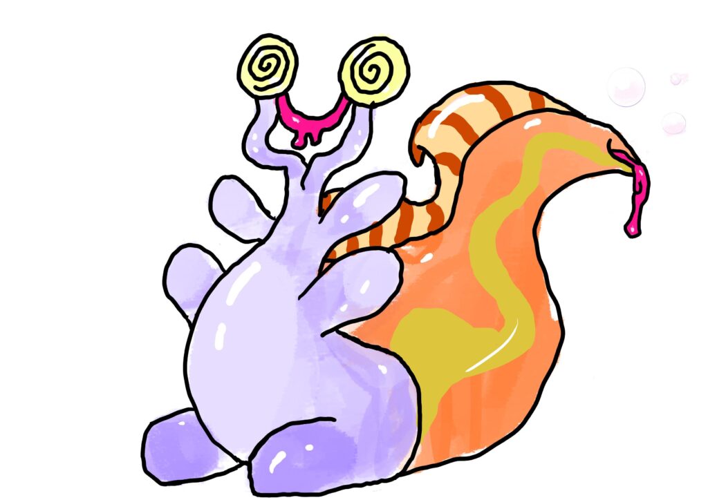 My Poison/Fairy fakemon based on cone snails, abstract paintings, and mad scientists