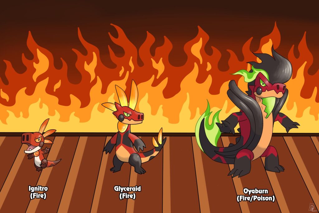 [Chugo Region] A closer look at Ignitro, the Fire-Type Starter Pokémon.