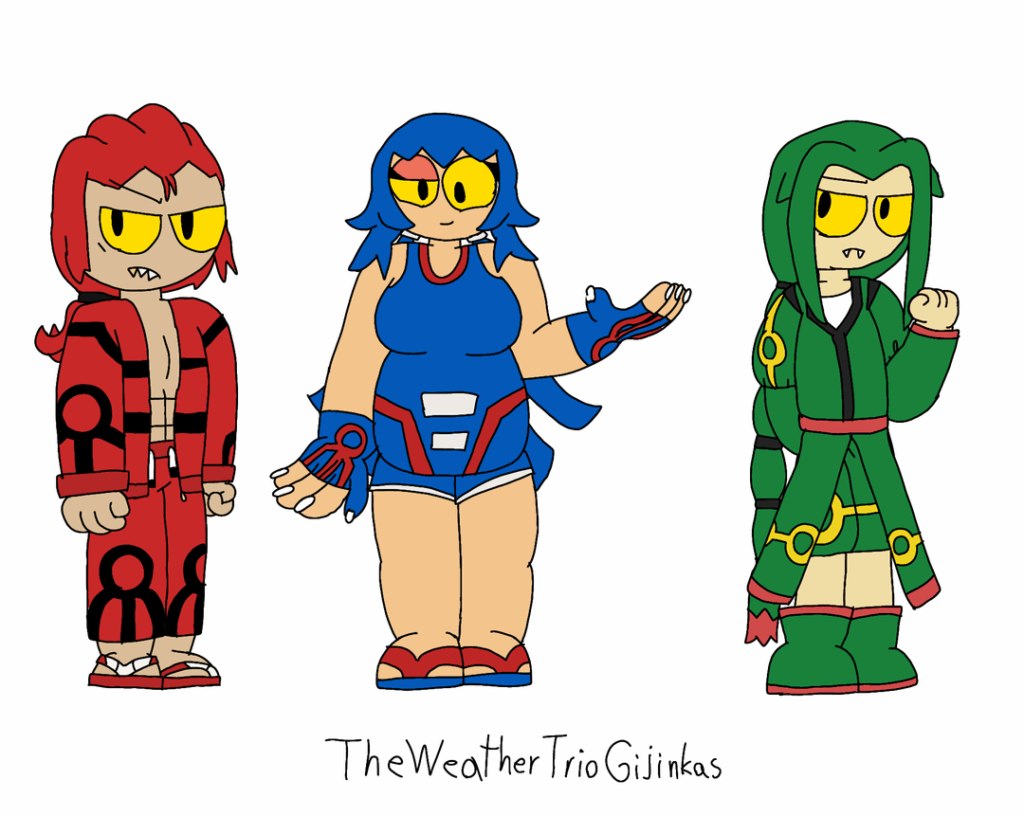 I don't know why but I made Weather Trio Gijinkas (bonus Captain Kyogre on second image)