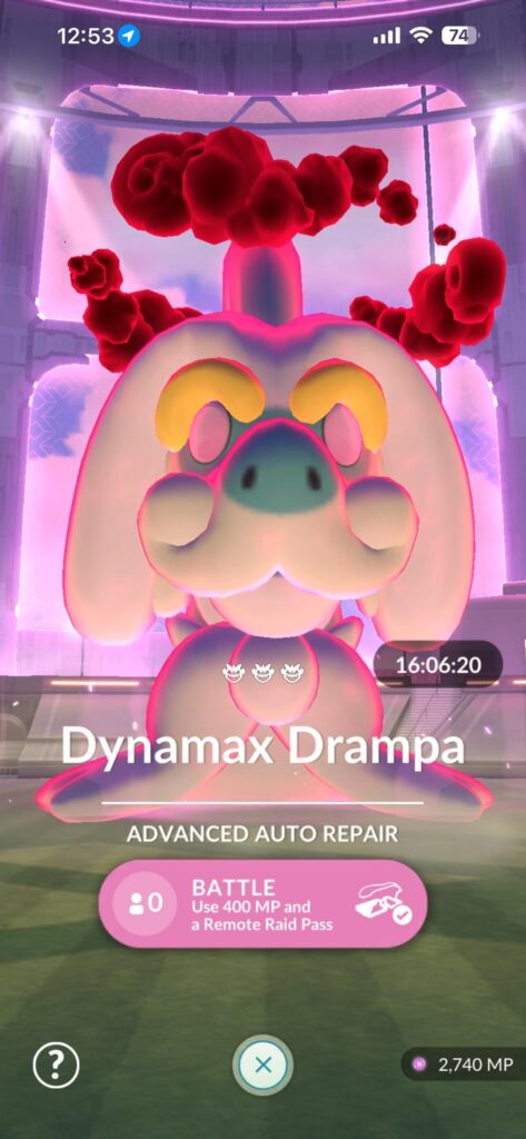 Need help getting a Dyanamax Drampa