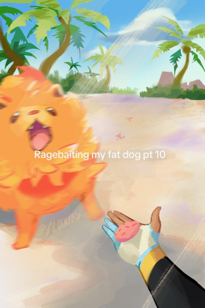 Ragebaiting my fat pombon [OC]