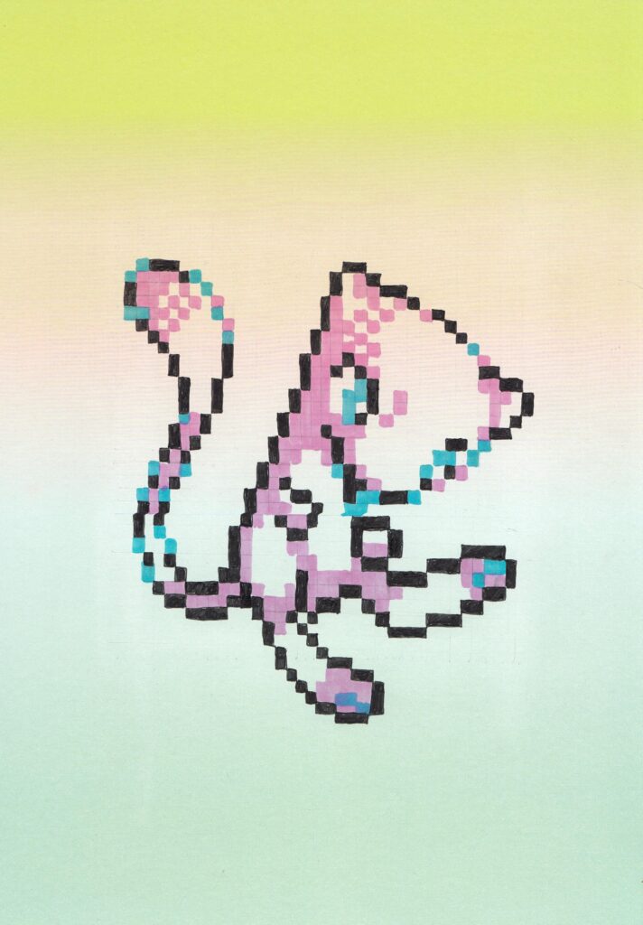Pixel Mew, Pencil and Markers on Paper (OC)