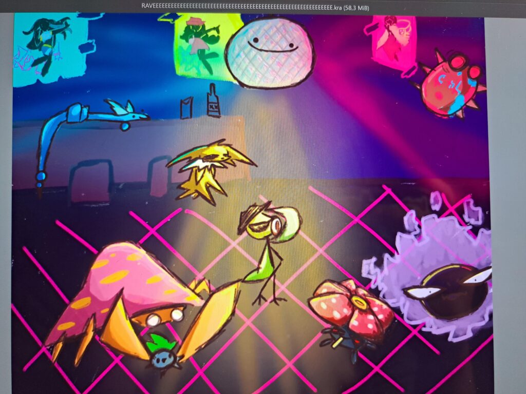 I drew my favourite kanto pokemon in a disco because I ran out of ideas. Vileplume is high
