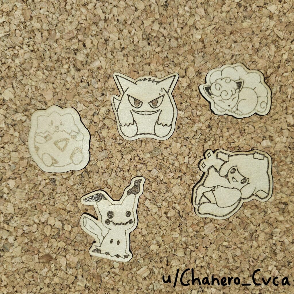 Made some wooden Pins for me and my friends [OC]