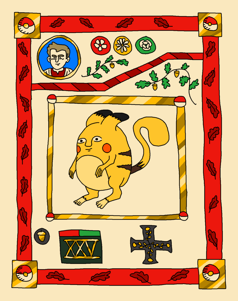 (OC) MS Paint Medieval Manuscript inspired Pokedex bestiary page