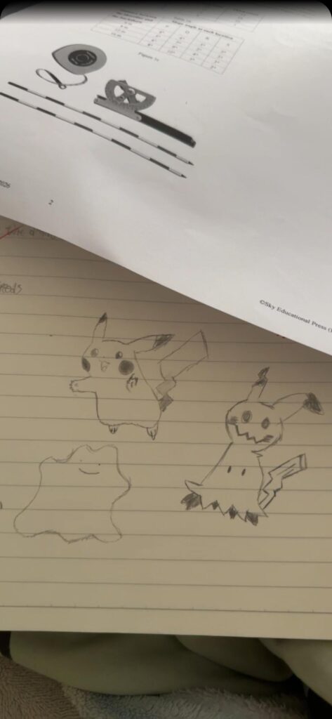 Hi guys my bf wanted to show his pokemon drawings he made