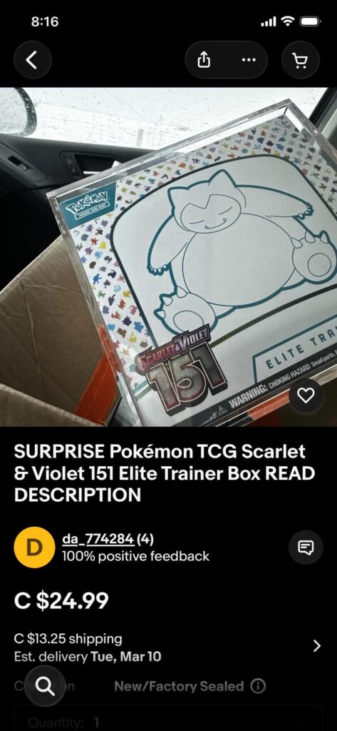 Is there a bottom to how low these people will go? Auctioning off a 1% chance to “win” an ETB.