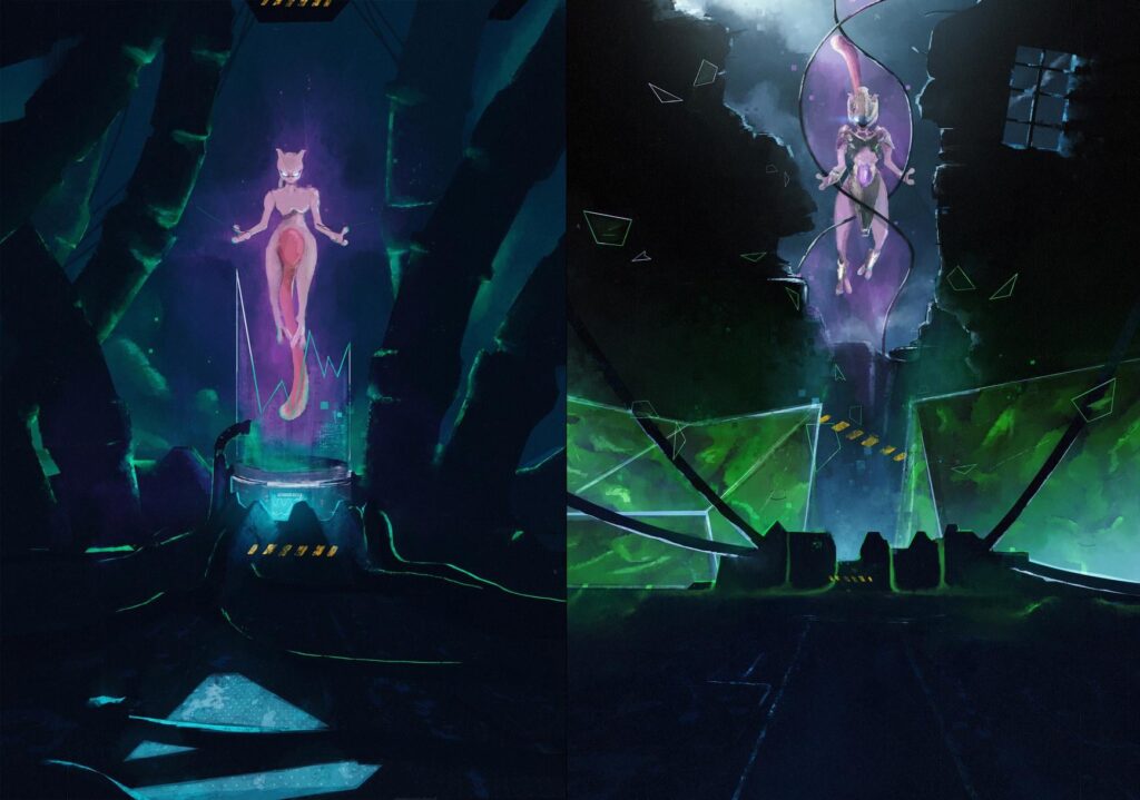 Mewtwo without and with armor...