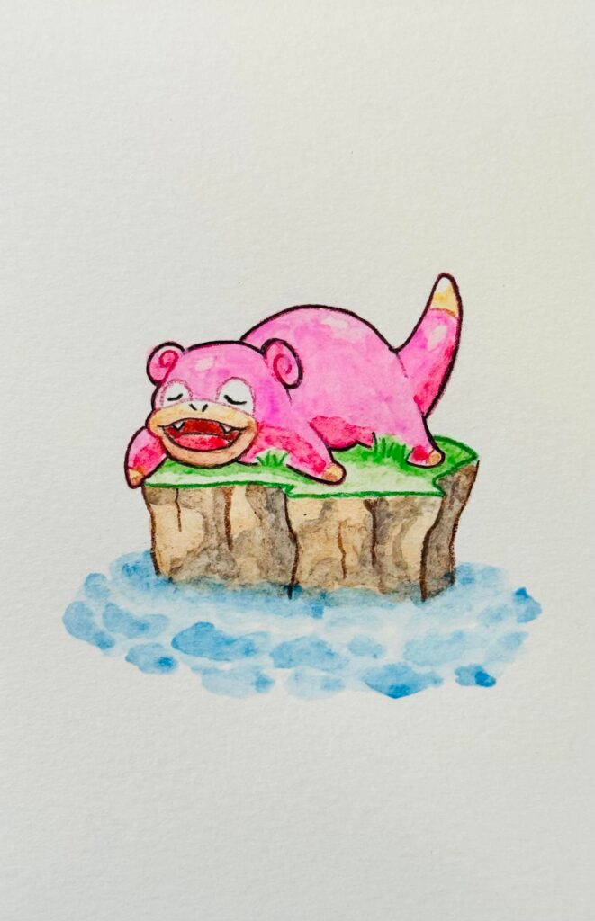 [OC] Sleepy Slowpoke - Watercolor