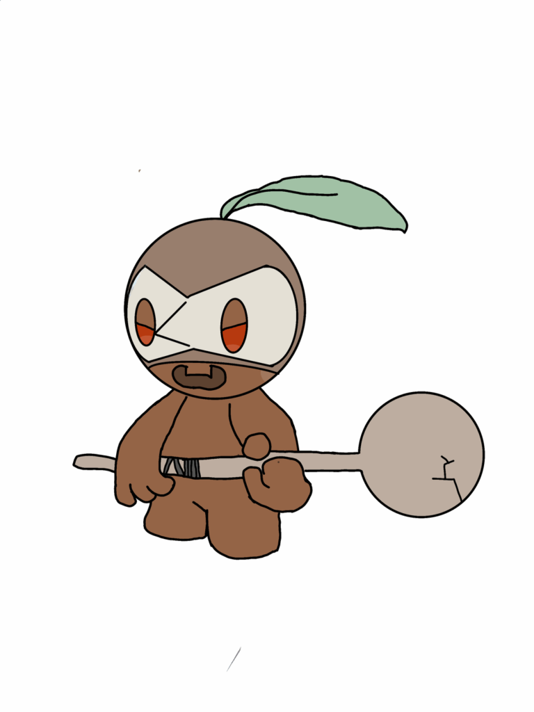 Kombatuff - the sentry pokemon [georgian regional Tinkatuff. Grass/Fairy type]