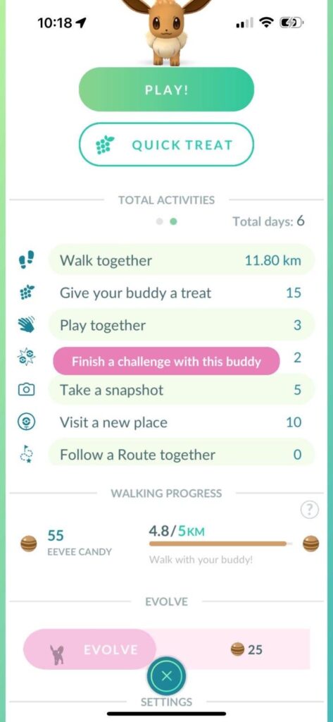 My friend can’t figure out why it won’t let her evolve her Eevee, she walked the 10k and its night. Any help appreciated thanks.