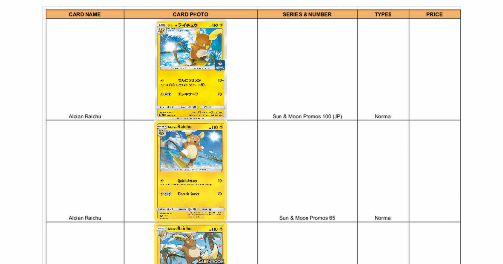 Are there any Alolan Raichu cards I'm missing?