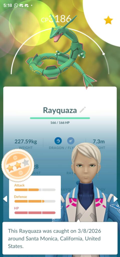 Got my first rayquaza with my master ball!