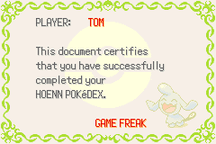 After 20 years, I have finally completed the Hoenn Dex on my childhood Emerald save.