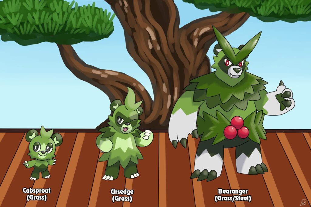 [Chugo Region] A closer look at Cubsprout, the Grass-type Starter Pokémon.