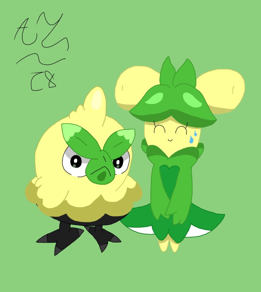 My two favorite 9 and 10 gen grass type Pokémon (OC)