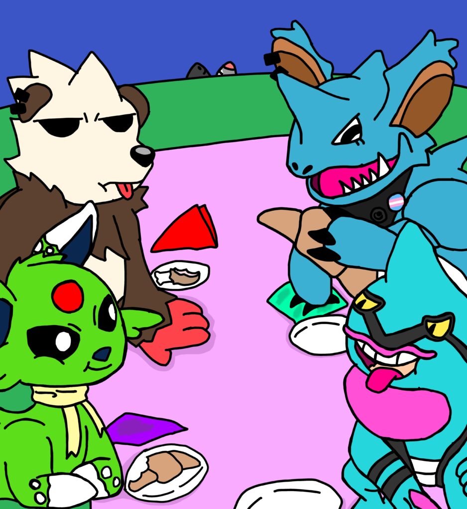 my pokemon x team on a picnic