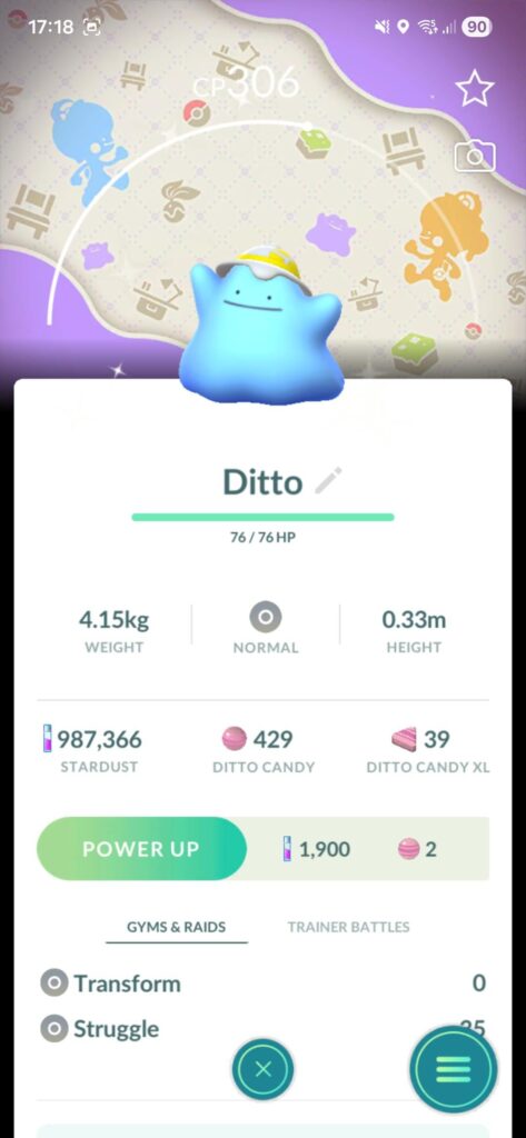 Shiny ditto with hat and background