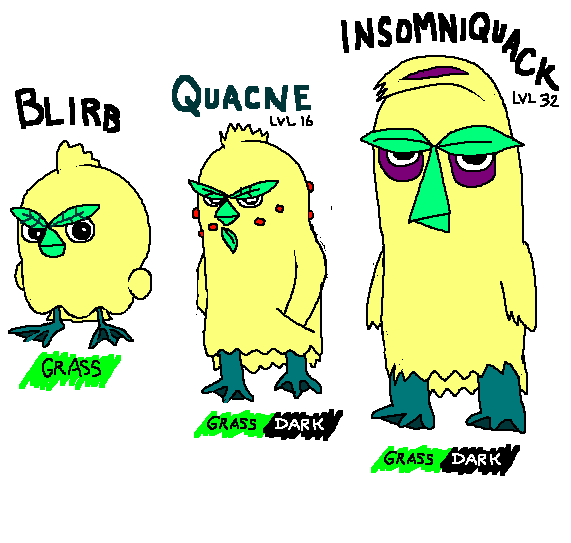 my prediction for the grass starter evolutions (fan art)