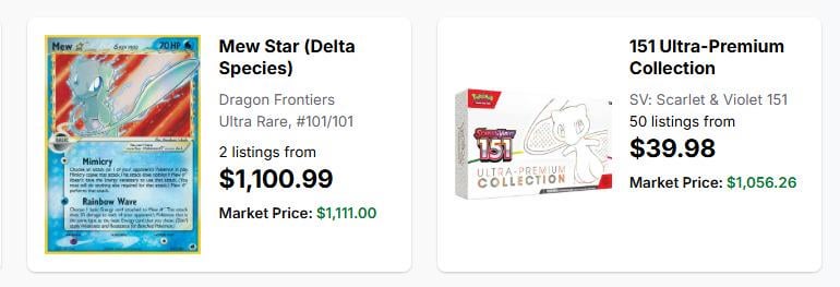 You can trade a Mew UPC for a Mew gold star