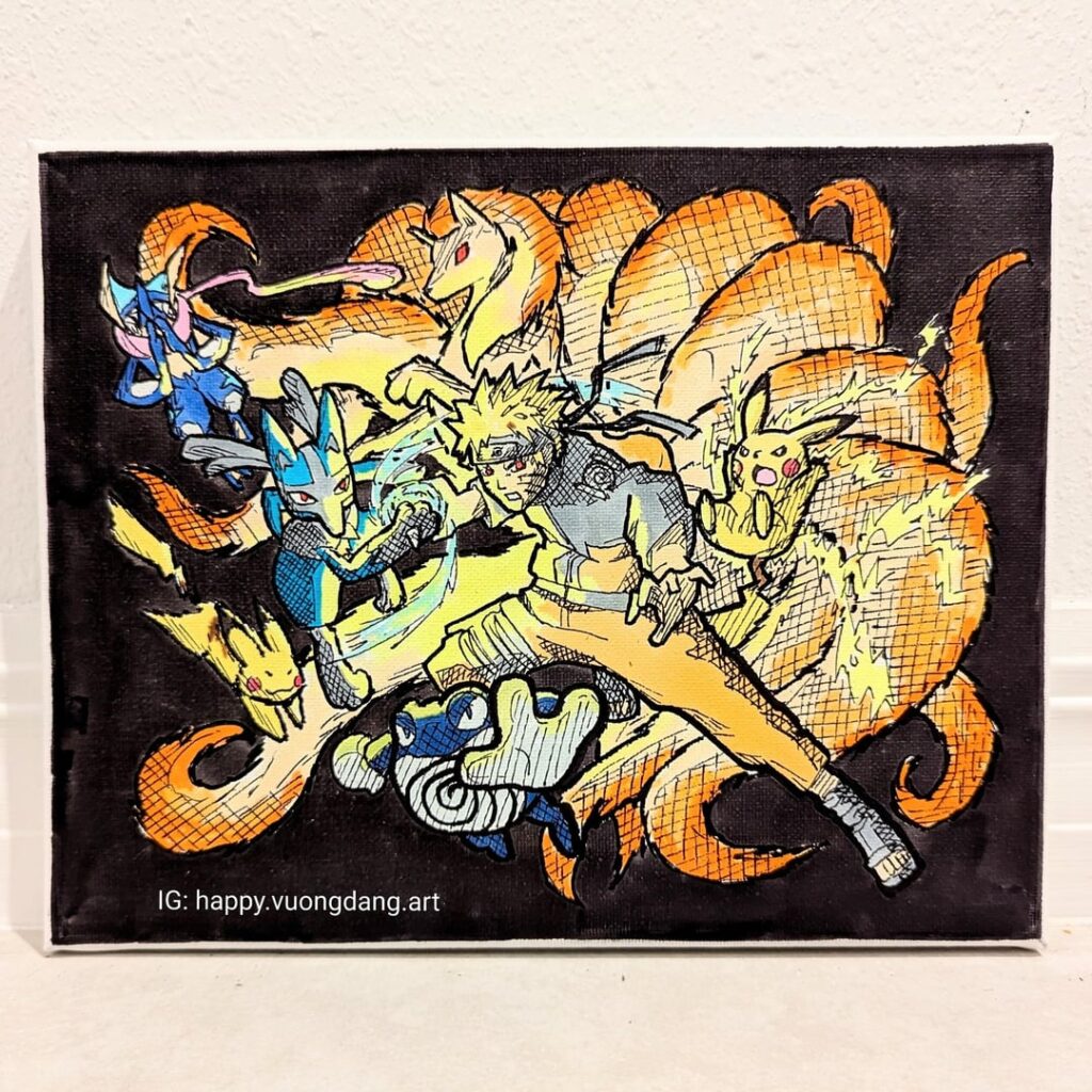 I drew Naruto as a Pokemon trainer