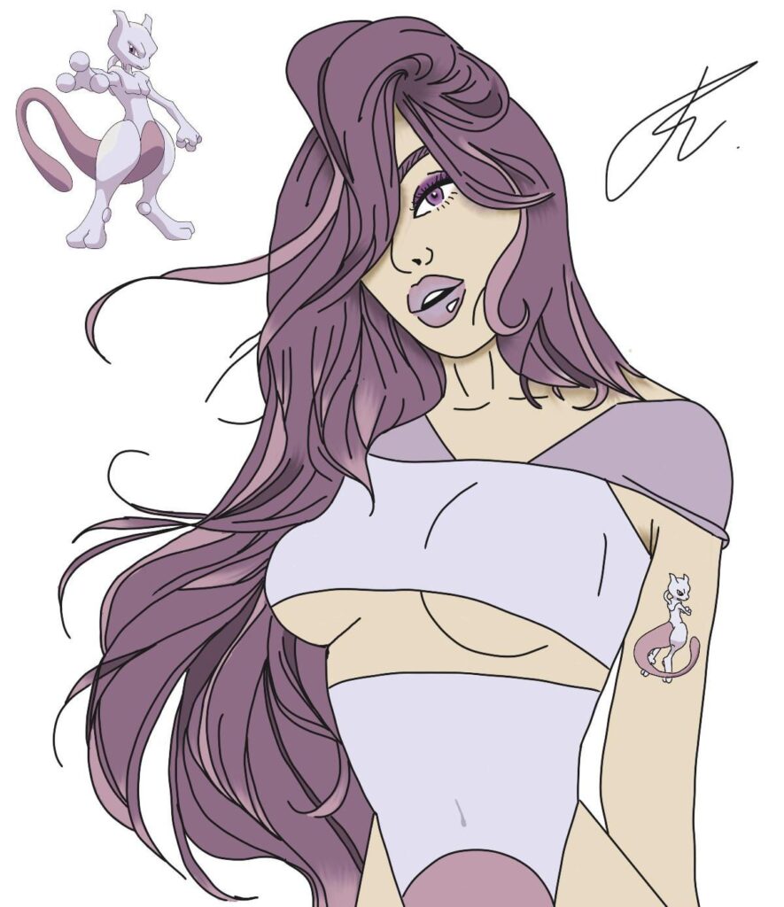 Mewtwo as a human girl😍
