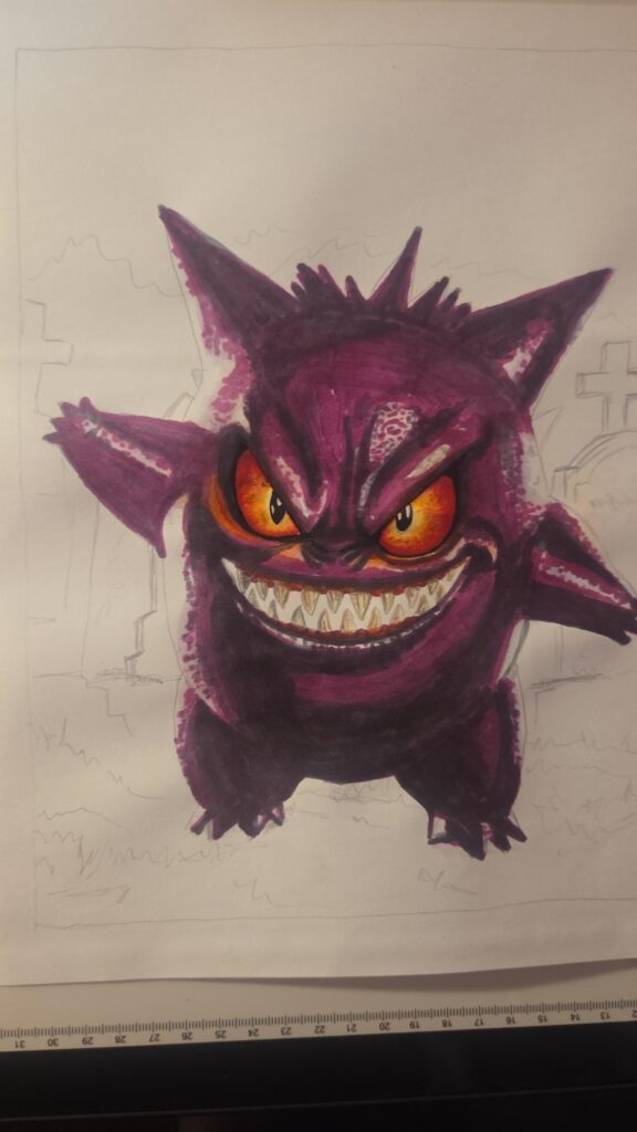 [OC] Had someone comission a realistic creepy Gengar, curious what you all think of it so far?