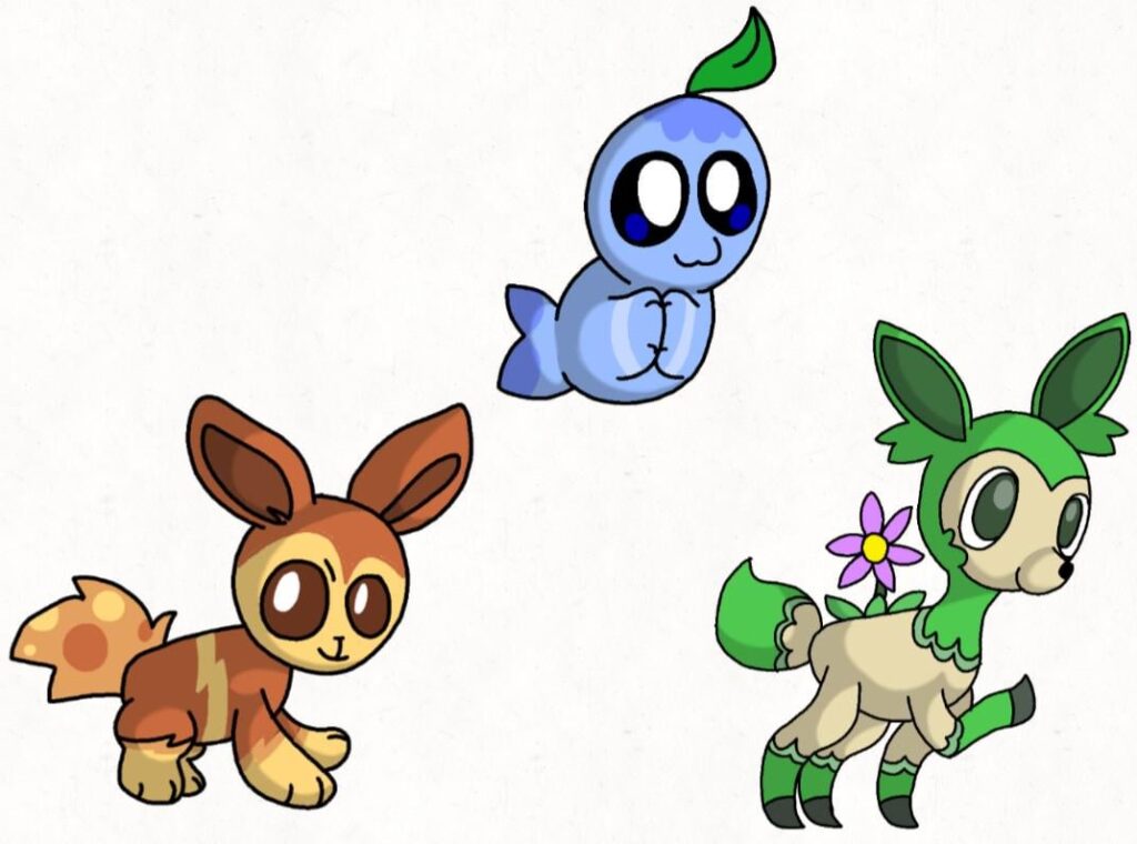 The starter trio for my Fakémon region!